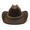 Nouveau chapeau de cowboy des femmes occidentales de l'automne d'hiver pour gentleman Lady Cowgirl Jazz Hat Wide Brim Feeld Hat Fedora Sombrero Hombre