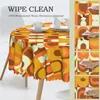 Table Cloth Round 70s Pattern Retro Inustrial In Orange And Brown Tones Tablecloth 60 Inch Cover For Kitchen Dinning