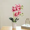 Flores decorativas Orquídeas de borboleta artificial Bonsai 12 Florheads Fake em vaso para a decoração de festa de casamento Ornamento de desktop para desktop