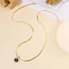 Pendant Necklaces Rinhoo Stainless Steel Round Initial Letter Name Pendant Necklace Womens Fashion A-Z Letter Friendship Necklace Jewelry Gifts J240513