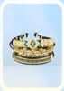 Пара браслетных браслетов мужчин и женщин 3pcsset Crown Браслет глаз макраме браслеты из нержавеющей стали шарики хэмса ручные украшения для G1594636