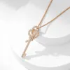 S925 Silver Tiffanyjewelry Heart Pendants Precision High Edition Nowy produkt Full Diamond Knot Naszyjnik Women V Gold Średni łańcuch swetra Łańcuch SWEAT SWEAT