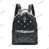 MCM1688 Backapck Leather Handbags en gros de grande taille, les hommes et les femmes voyagent célèbres Rivet Printing Backpack Designer Lady Sacs Boy Girl School Bag 118