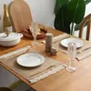 Table Mats Khaki Linen Placemats Dinner With Lace Retro Simple Pads Party Wedding El Decoration