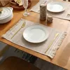Table Mats Khaki Linen Placemats Dinner With Lace Retro Simple Pads Party Wedding El Decoration