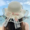 Faltbare Big Bim Floppy Girls Strohhut Sonnenhut mit Bug Eleganter Schutz Schatten Mode Frauen Strandhut