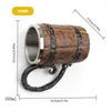 Mugs Viking Drinking Cup Vintage Oak Mug Stein Wooden Barrel Beer Leak Proof Coffee With Handle Cocktail Drinkware