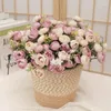 Fiori decorativi 2pc mini seta rosa Silk artificiale fiore rosa rosa piccolo vaso vaso per matrimoni decorazioni per feste di natale