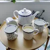 Teaware Sets Bone China Teapot Noordse kleine vers blauw en wit fruit Afternoon Tea Coffee Pot kan worden geserveerd met kopjes door de magnetron