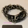 High Luxury Valetno and High Quality Versions Designer Letter Quadtapered Fashion Features Unisex Bracelets Leather Bracelet Black004121 Original