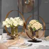 Вазы декоративная круглая металлическая свадебная ваза с подсвечником стекло для столовых центральных декораций
