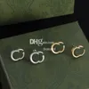 Vintage Kupferohrringe Ohrnägel Silber Gold Buchstaben Ohrringe Einfache Bolzen mit Box Weihnachtsgeschenk