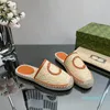 15A Pantoufles tissées Espadrilles Femmes Interlocature G Espadrille Mules Flat Slippers Raffia Sandals Designer Luxury Chaussures de sable décontractées Taille de chaussures avec B