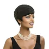 Pixie noire naturel Perruques coupées pour les femmes noires off Black Black Short Wavy Pixie Wigs avec une bangs à perruque courte des femmes courtes Human Human Lache Pixie Pixie