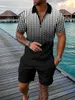 Summer Mens Fashion Trends Fitness Sports Short Sleeved Shorts Two Piece Casual Print Weight Loss Mens Wear 240508