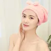 Filles serviettes Cassin de cheveux secs rapides Coralle Pure Couleur Pure Absorbant rapide à séchage mignon Bowknot Shower Spa Turban Salle de bain