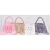 Oreilles Fuzzy lapin long panier festif seau de lapin confort en peluche oeufs de rangement de rangement pour enfants