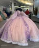 Новый стиль из бисера-кристаллов аппликации пухлые шариковые платья Quinceanera платья с длиной до плеч с полными рукавами вечерние платья.