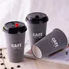 Copas descartáveis palhas 50pcs xícara de chá com tampa espessada de papel de papel de papel e embalagem anti-escalada de espuma de veludo