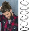 Hair Accessories Mens ring-shaped hair band with wavy hair band washbasin unisex mens ring-shaped hair band anti slip black metal spiral headband womens d240513