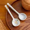 Spoons 6-piece Set Japanese Ceramic Small Spoon Household Soup Mixing Cute High Color Value Ins Rough Pottery