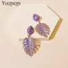 Dangle Earrings Fashion Metal Flower Drop For Women Stainless Steal Geometric Long Big Crystal Earring Grils Vintage Brincos