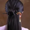 Hair Clips 1 Pc Vintage Chinese Wood Sticks For Women Girls Antique Flower Tassel Hairpin Barrettes Headwear Accessories