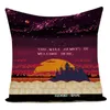 Oreiller joli paysage s boîtier fleur caisses décoratives beaux coucher de coucher de soleil couvre-couverture de plante lit d'oreiller sierkussen