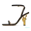 Femmes d'été Sandales Chaussures Sculptural Metal Stiletto talons nus or argent blanc noir orteil ouvert talons hauts Lady Walking