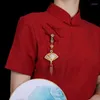 Broches imitation hetian jade rétro style cheongsam lappet pendentif fan cour tassel han vêtements chinois high-und