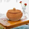 Dinnerware Sets Basket com Lid Rattan Storage Creative Sungies Desktop Kitchen Tecido para Fruta Fruta Fruta Pão de Fruta Servindo