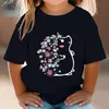 Mignon hedgehog tshirt kids anime y2k tops harajuku mode vêtements de fleurs courts manches caricatures caricatures boy girl 240511