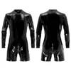 Women's Swimwear Men's Latex PVC Leather Slim Fit Jumpsuits Long Sleeve Zipper Leotard Bodysuit Catsuit Clubwear Club Dance Performance