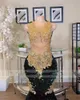 Prom -jurken voor zwarte meisjes Crystal Rhinestone Court Train Party Jurk Robes de Bal Custom Made Green Sequins Mermaid Mermaid