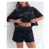 Women Tracksuits Two Pieces Designer Summer New T-shirt Set Fashion Sports Foam Sleeved Pullover Short Sportwear 7 Colours