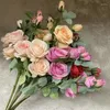 Fleurs décoratives Purple Artificiel Branch Silk Rose Décoration de mariage DIY ARGAGE DE FLORICES DIY Fall Fall Fat Home