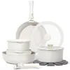 15 Pcs Pots Pans Non Stick,kitchen Set Detachable Nonstick Induction Cooking Sets with Removable Handle, RV Cookware Set, Oven Safe PFAS and PFOA Free, White