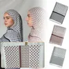 Halsdukar arabiska hijab bekväm mjuk chiffong tryckt rutig lång halsduk Mellanöstern uae dubai qatar för kvinnor m7g7