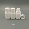 100pcs 10ml 10cc 10g小さなプラスチック容器シールキャップのふたが付いたピルボトル、空の白い丸いプラスチックピル薬ボトルxsmbu ameof