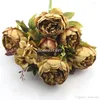 Decorative Flowers 1 Bouquet 10 Heads Vintage Artificial Peony Silk Flower Wedding Party Office Home Decoration