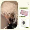 Vind peruk för kvinnor med lockiga bangs medium till lång hårsimulering ull lockig peruk för kvinnors fulla huvuduppsättning
