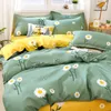Sängkläder set enkla fyrdelar tvättade bomullsglase quilt täcker studenten enstaka sovsal 1.2 tredelar set 4
