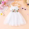 Girl's Dresses Dress For Kids 2-7 Years old Birthday Fashion Cute Floral Belt Tulle Suspender Princess Casual Dresses For Baby GirlL2405