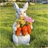 Garden Decoraties Creative Carrot Bouquet Bunny Decoratieve ornamenten Standbeeld Solar Lawn Light 240411 Drop Delivery Home Patio DHJPX