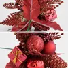 Fleurs décoratives Fleur artificielle Red Christmas Pine Pick Branch Mix Branch Ornement d'arbre de Noël pour la maison DIY Chrismas décor