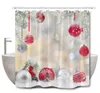 Duschvorhänge Zedern Schneeflocken Mode rote silbrige Bälle Badezimmer Vorhang Weihnachtsdekorationen