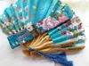 Party Favor 60pcs spersonalizowany chiński japoński tkanina kwiatowy okrągłe fan ręki z torbami na prezenty materiały ślubne