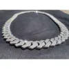 Hip Hop Jewelry Prong Men Collier Sier VVS Moisanite Cuban Chain