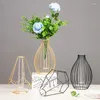 Vases Geometric Iron Line Vase Terrarium Simple Retro Metal Plant Holder Modern Nordic Hydroponic Wrought