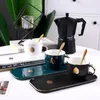 Kopjes schotels koffiekop en schotel set ins Engelse middag tea home European Style Licht luxe keramisch zwart